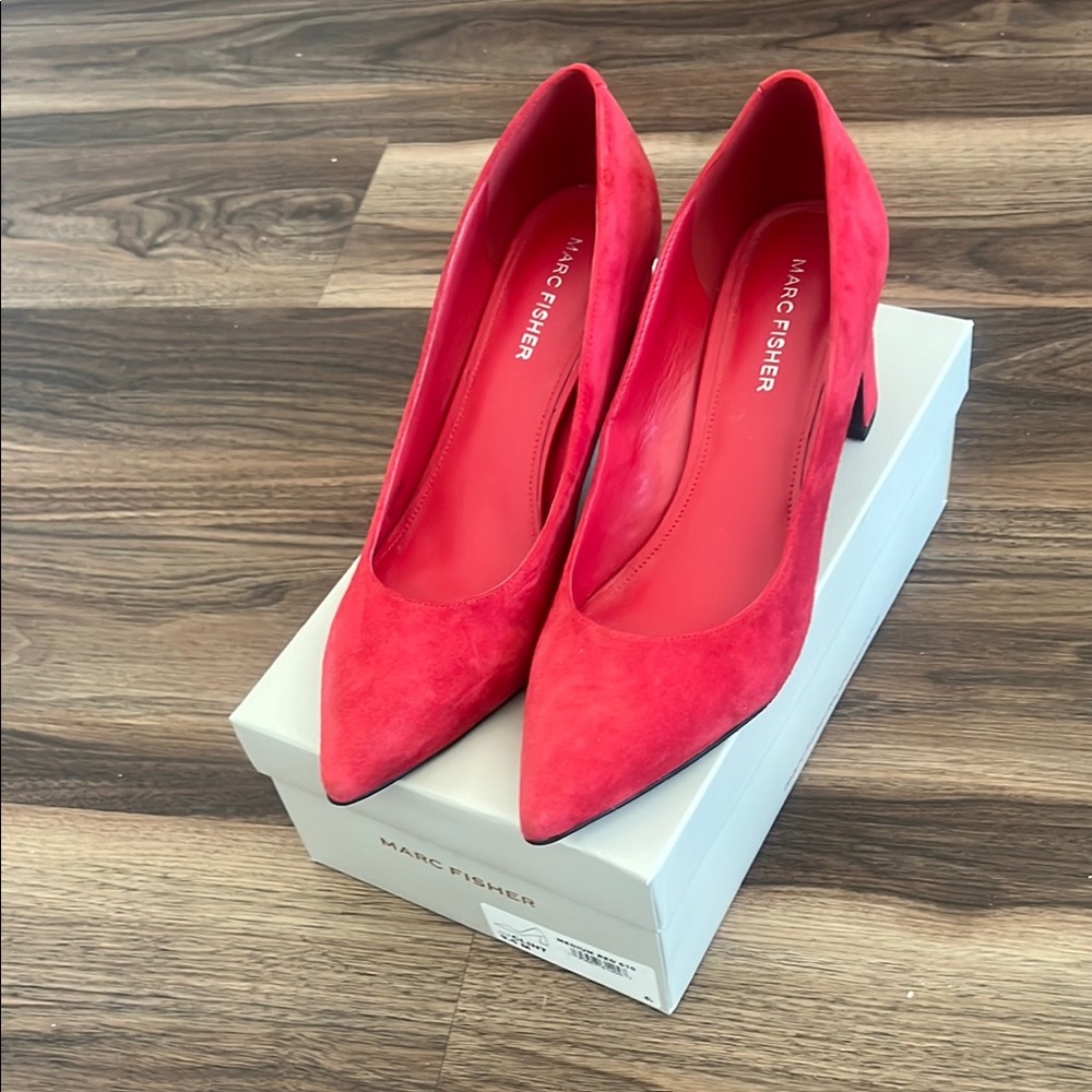 Marc Fisher Bold Red Suede Heels